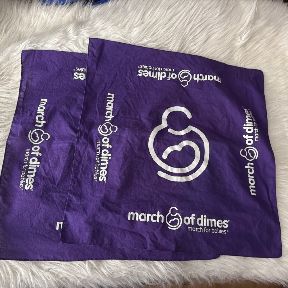 March of Dimes Bandana Lot 2 Purple March for Babies Logo Square Scarf‎ 20x19